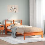 vidaXL bed met boekenkast zonder matras grenenhout wasbruin, Huis en Inrichting, Slaapkamer | Bedden, 90 cm, Eenpersoons, Bruin