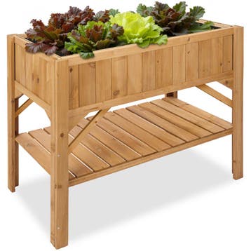Hoge plantenbak met legplank 119x53x90cm - bruin, Verzenden, Nieuw