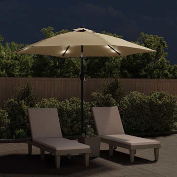 vidaXL Parasol met LED-verlichting en stalen paal 300 cm, Verzenden, Nieuw, 2 tot 3 meter