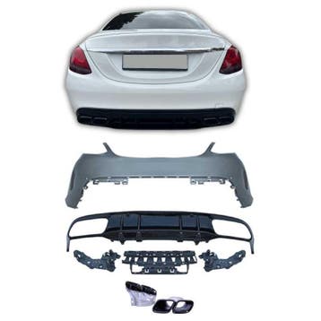 Achterbumper met diffuser voor mercedes c-klasse w205 faceli, Auto-onderdelen, Carrosserie en Plaatwerk, Nieuw