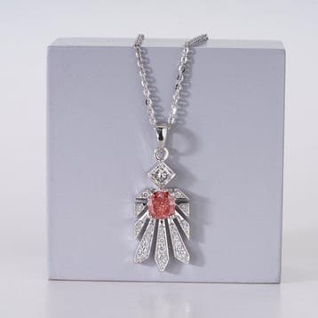 Halsketting - 14 karaat Witgoud - 2.02ct. tw. Roze Diamant, Nieuw