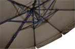 Zweefparasol Virgo Taupe Ø350cm inclusief zware parasolvoet, Tuin en Terras, Parasols, Ophalen of Verzenden, Nieuw