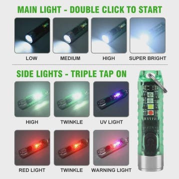 Compacte LED Sleutelhanger Zaklamp - USB Oplaadbaar, Multifu, Verzenden, Nieuw