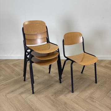 schoolstoel / kantinestoel zithoogte 44 cm, blauw - beuken, Huis en Inrichting, Stoelen, Gebruikt, Blauw, Ophalen of Verzenden