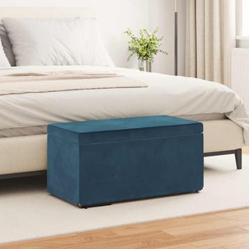 vidaXL Kruk Blauw 81 x 41 x 40 cm Velvet en Gefabriceerd, Verzenden, Nieuw