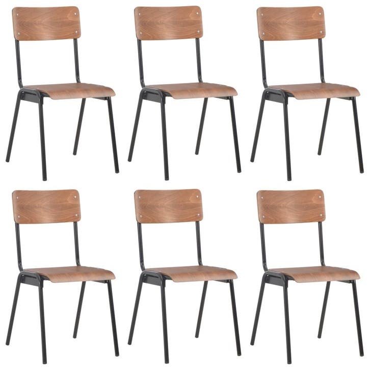 vidaXL Eetkamerstoelen 6 st multiplex bruin, Huis en Inrichting, Stoelen, Bruin, Nieuw, Verzenden