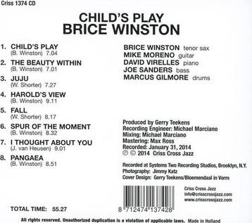 Brice Winston - Childs Play (CD), Verzenden, Nieuw in verpakking