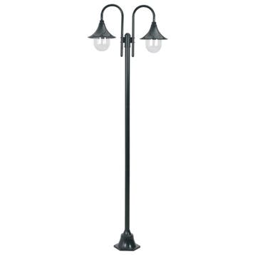 vidaXL Paalverlichting tuin E27 220 cm aluminium donkergroen, Tuin en Terras, Buitenverlichting, Verzenden, Nieuw, Aluminium, Staande lamp