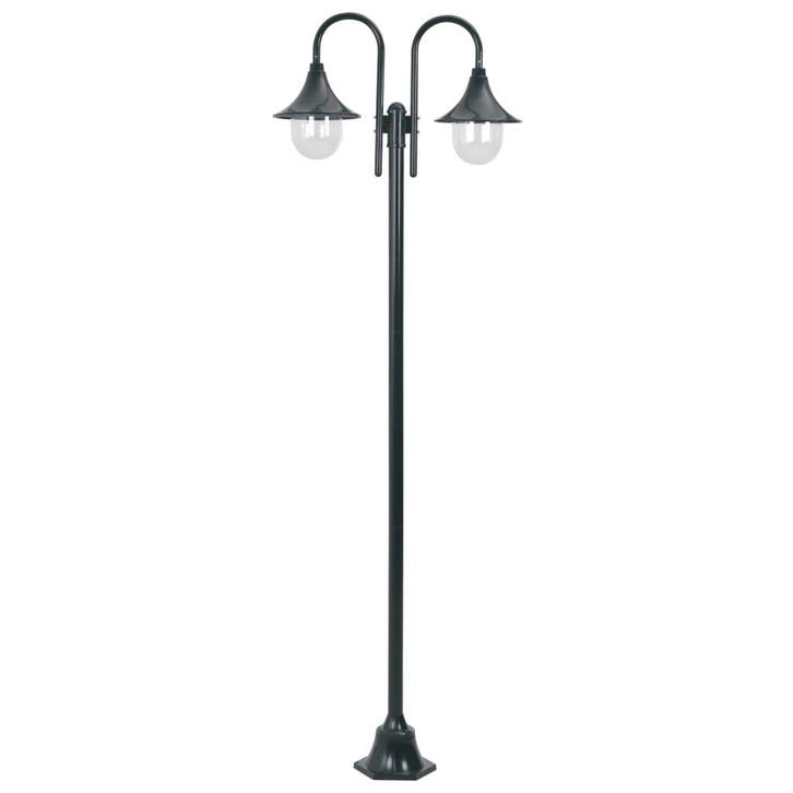 vidaXL Paalverlichting tuin E27 220 cm aluminium donkergroen, Tuin en Terras, Buitenverlichting, Staande lamp, Nieuw, Aluminium