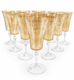 Champagne fluitje (12) - Glas, Verguld - 24k handgemaakt