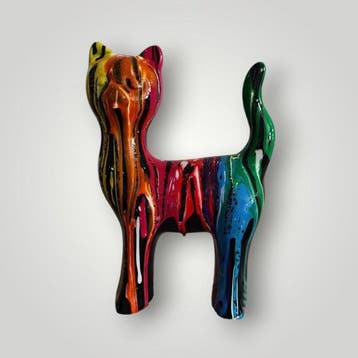 RED - sculptuur, Cat black color - 18 cm - Hars - 2025