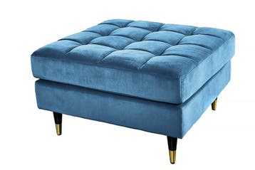 Design kruk COSY VELVET 80cm petroleumblauw goud fluweel, Huis en Inrichting, Banken | Voetenbanken en Poefen, Ophalen of Verzenden