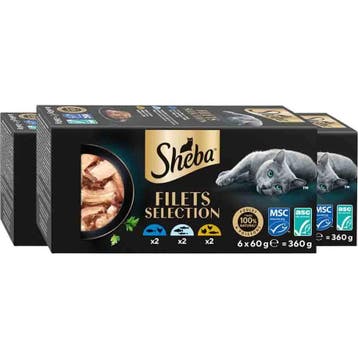 3x Sheba Kattenvoer Nat Filets Witte Vis in Saus Multipac..., Verzenden, Kat