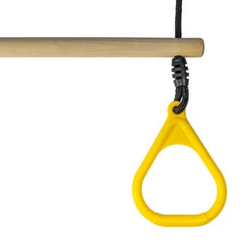 Houten Ringtrapeze met Kunststof Ringen Geel - BR touw zwart, Kinderen en Baby's, Speelgoed | Buiten | Speeltoestellen, Ophalen of Verzenden