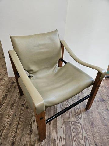 Arkana - Fauteuil (2) - kunstleer, Teak - Safari-stoel, Antiek en Kunst, Antiek | Meubels | Stoelen en Banken