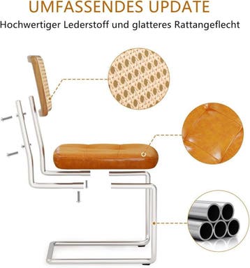Eetkamerstoelen - Set van 2 - Metaal / Rotan - Bruin, Verzenden, Zo goed als nieuw