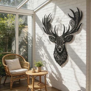 Metalen Wanddecoratie Hertenkop Rustiek - Sfeervolle IJzeren