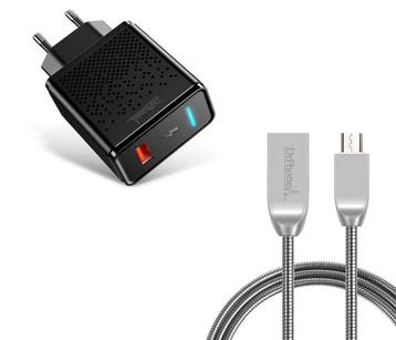 DrPhone Durable Pro Metalen Micro USB Kabel + Adapter - 1m,, Verzenden, Nieuw