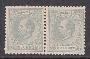 Nederland 1872 - Koning Willem III, combinatiepaar - NVPH, Gestempeld