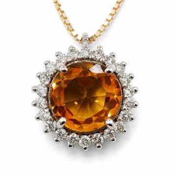 Zonder minimumprijs - Ketting met hanger Zilver - 1.03ct., Sieraden, Tassen en Uiterlijk, Antieke sieraden