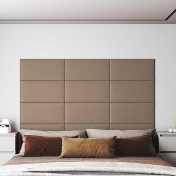 vidaXL Wandhoofdbord 12 st 60 x 30 cm Cappuccino Stof, Doe-het-zelf en Verbouw, Platen en Panelen, Verzenden, Nieuw