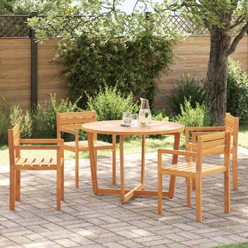 vidaXL 5-delige tuinset van massief acaciahout, Verzenden, Nieuw, Hardhout, Tuinset