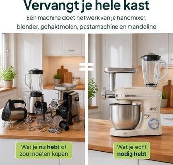 2000W Keukenmixer - Vleesmolen, Blender & Pastamachine, Verzenden, Zo goed als nieuw