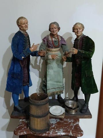 sculptuur, Gruppo del presepe napoletano - 60 cm - Hout,