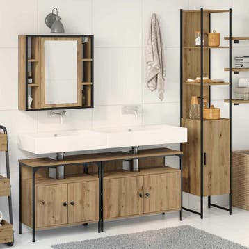 vidaXL Badkamermeubelset 4 st Artisan Eiken 33 x 33 x 185,5, Verzenden, Nieuw, Overige typen