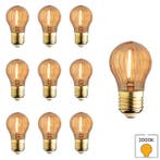 Set van 10 LED lampen geribbeld glas E27 | 0.6 watt | 2100K, Verzenden, Nieuw, E27 (groot), Overige typen