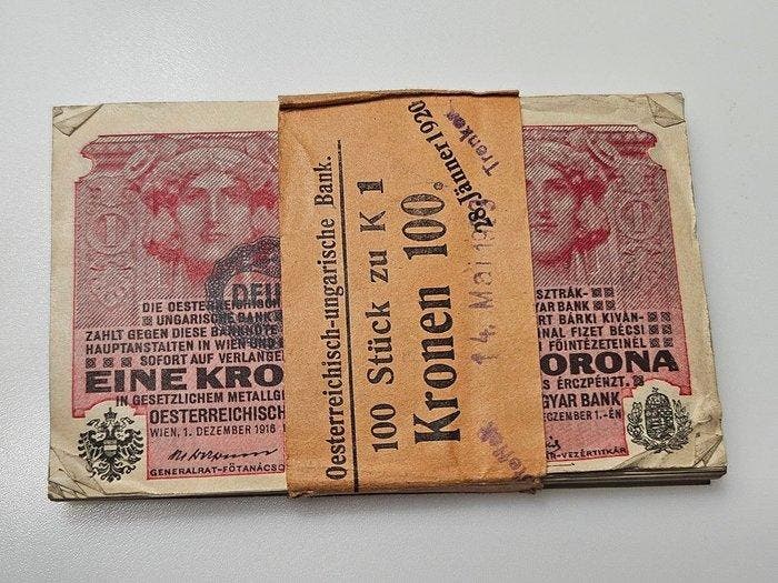 Oostenrijk. - 100 x 1 Krone - ND (1919 - old date 1916) -, Postzegels en Munten, Bankbiljetten | Europa | Niet-Eurobiljetten