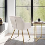 Eetkamerstoel Marilyn, fluweeloptiek, doorgestikt - taupe/go, Verzenden, Nieuw