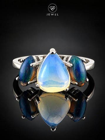 Opal Ring - 925 sterlingzilver - Drie-stenen