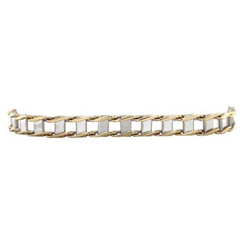 Bicolour gouden armband 19 cm 14 karaat, Verzenden, Zo goed als nieuw, Goud