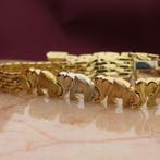 Tricolor gouden armband met olifanten (Schakelarmband), Ophalen of Verzenden, Gebruikt, Overige kleuren, Goud