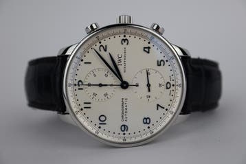Horloge IWC Portuguese Chronograph Watch + service papers, Sieraden, Tassen en Uiterlijk, Overige merken, Staal, Polshorloge, Ophalen of Verzenden