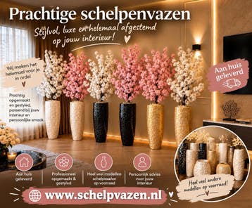 Luxe Vaas met Bloesem | 60&amp;90 cm |Op Maat schelpvazen.nl, Huis en Inrichting, Nieuw, Bruin