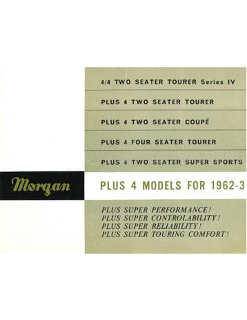 1962-1963 MORGAN PROGRAMMA BROCHURE ENGLISH, Nieuw, Author