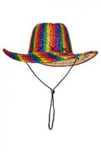 Cowboyhoed Regenboog Glitters Pride Gekleurd Cowboy Hoed Rod, Ophalen of Verzenden, Nieuw, Overige maten, Carnaval