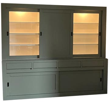 Buffetkast Engels groen Schagen 260cm led verlichting, Ophalen of Verzenden, Nieuw