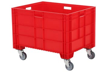 Stapelbak Euronorm op wielen - 800 x 600 x H 640 mm - rood, Ophalen of Verzenden, Nieuw