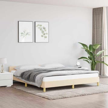 vidaXL Bedframe zonder matras stof crèmekleurig 180x200 cm, Eenpersoons, Verzenden, Nieuw, 80 cm