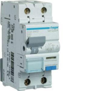 Hager aardlekautomaat / 40A, 30mA, B-kar, 1P+N / ADA940D, Ophalen of Verzenden, Nieuw, Groepenkast