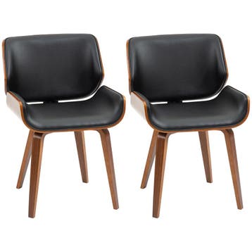 Set Van 2 Vintage Eetkamerstoelen, Hout, Stoffen Bekleding,, Verzenden, Nieuw