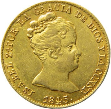 Spanje. Isabel II. 80 Reales Acuñado en Barcelona en el año