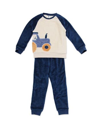 HEMA Kinderpyjama fleece tractor gebroken wit, Verzenden, Nieuw