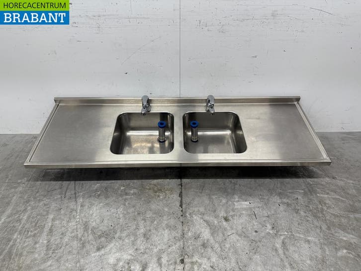 RVS Spoelblad Dubbele Spoelbakken met kraan 183 cm Horeca, Zakelijke goederen, Horeca | Keukenapparatuur, Gebruikt, Ophalen of Verzenden