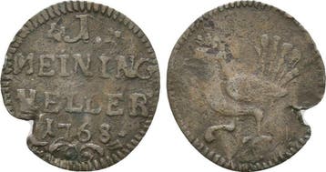 1 Heller 1768 Sachsen Meiningen fuer Henneberg: Charlotte..., Verzenden