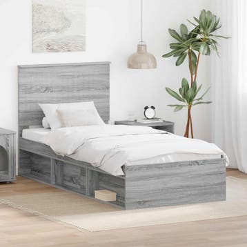 vidaXL Bedframe Grijs Sonoma 90 x 190 cm Massief grenenhout, Verzenden, Nieuw, Grijs, Hout