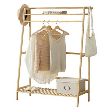 [en.casa] Bamboe kledingrek Föglö met kapstok 100x40x139 cm, Huis en Inrichting, Kasten | Kledingkasten, Verzenden, Nieuw